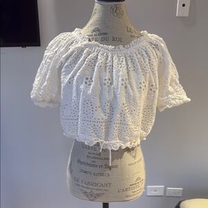 White Cropped Eyelet Lace Women's Top - NEW W/OUT TAGS - never worn